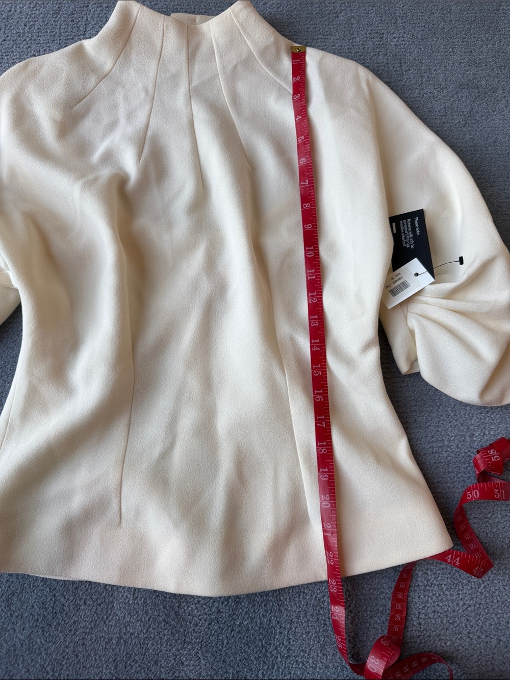 Emilia Wickstead Cream High-Neck Draped Sleeve Blouse - Picture 7 of 11